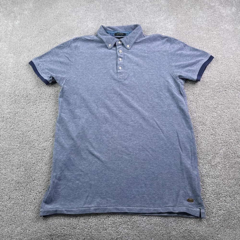 Scotch and Soda Polo Shirt Mens Medium Blue Pique‎ Cotton Preppy Collared